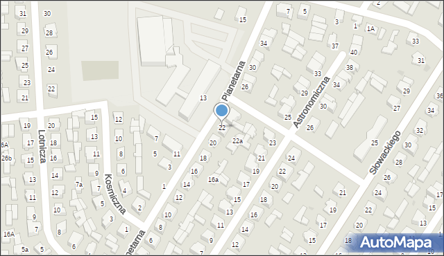 Mońki, Planetarna, 22, mapa Mońki