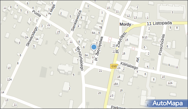 Mordy, Plac Zwycięstwa, 2, mapa Mordy