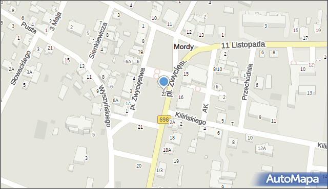 Mordy, Plac Zwycięstwa, 22, mapa Mordy
