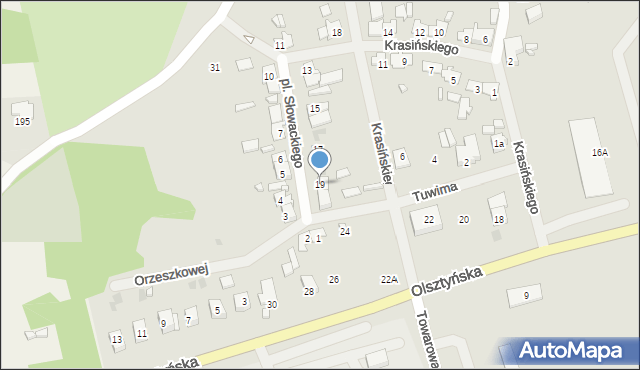 Mrągowo, Plac Słowackiego Juliusza, 19, mapa Mrągowo