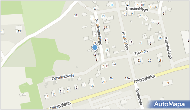 Mrągowo, Plac Słowackiego Juliusza, 4, mapa Mrągowo