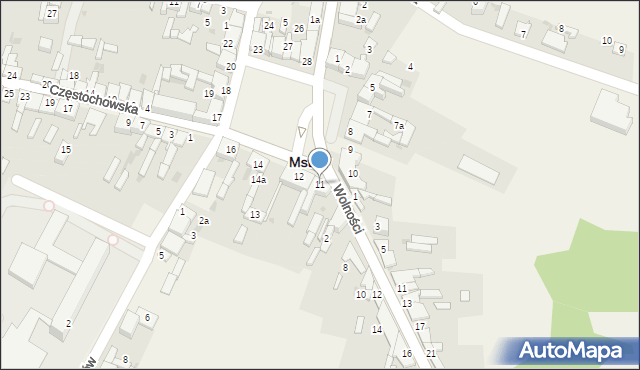 Mstów, Plac Mickiewicza Adama, 11, mapa Mstów