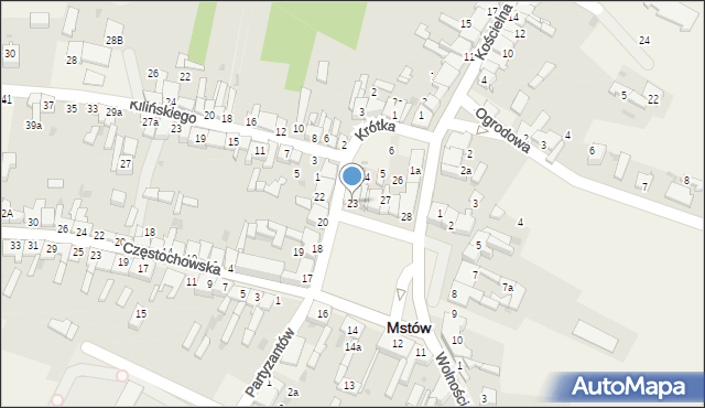 Mstów, Plac Mickiewicza Adama, 23, mapa Mstów