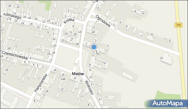 Mstów, Plac Mickiewicza Adama, 6, mapa Mstów