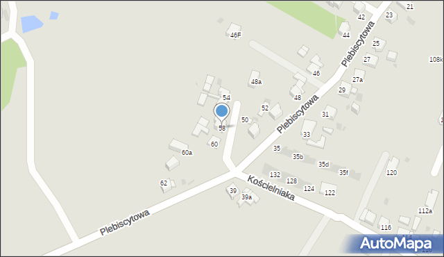 Mysłowice, Plebiscytowa, 58, mapa Mysłowice