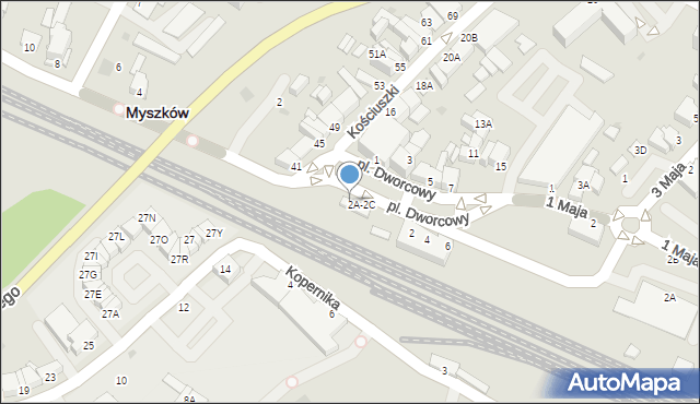 Myszków, Plac Dworcowy, 2a, mapa Myszków