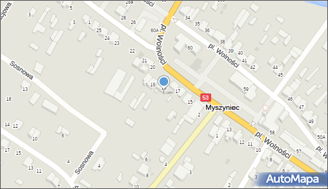 Myszyniec, Plac Wolności, 18A, mapa Myszyniec