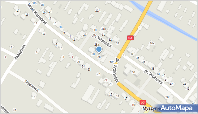 Myszyniec, Plac Wolności, 26, mapa Myszyniec