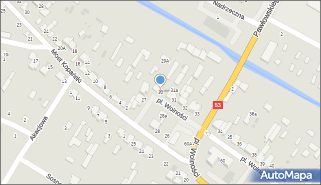 Myszyniec, Plac Wolności, 30, mapa Myszyniec