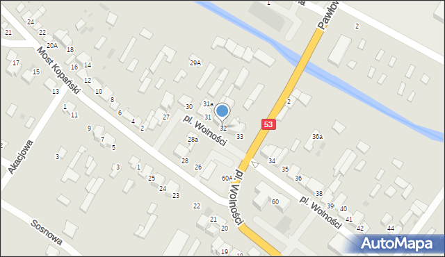 Myszyniec, Plac Wolności, 32, mapa Myszyniec