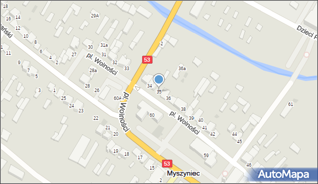 Myszyniec, Plac Wolności, 35, mapa Myszyniec