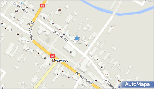 Myszyniec, Plac Wolności, 43, mapa Myszyniec