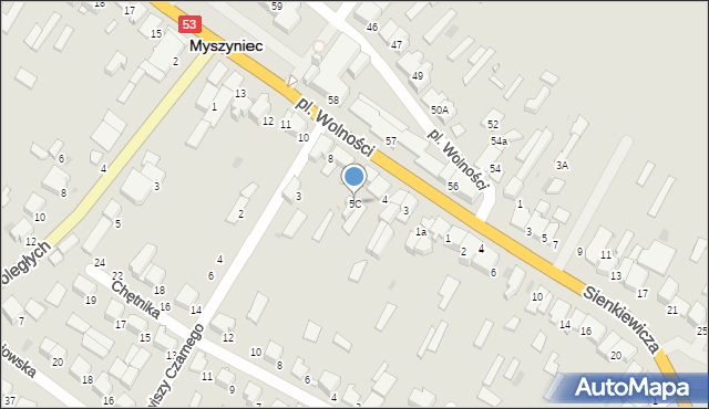 Myszyniec, Plac Wolności, 5C, mapa Myszyniec