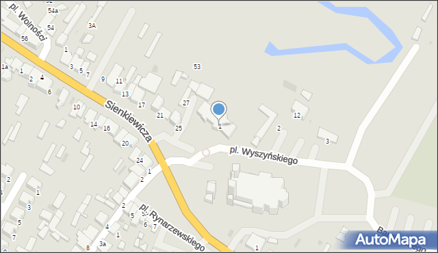 Myszyniec, Plac Wyszyńskiego Stefana, ks. kard., 1, mapa Myszyniec