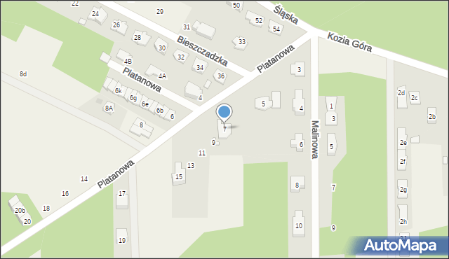 Nadma, Platanowa, 7, mapa Nadma