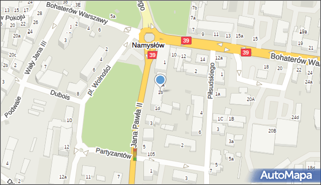 Namysłów, Plac Wolności, 1b, mapa Namysłów
