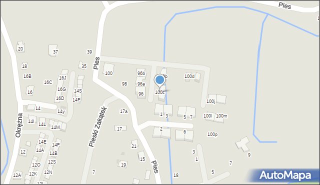 Niepołomice, Ples, 100c, mapa Niepołomice