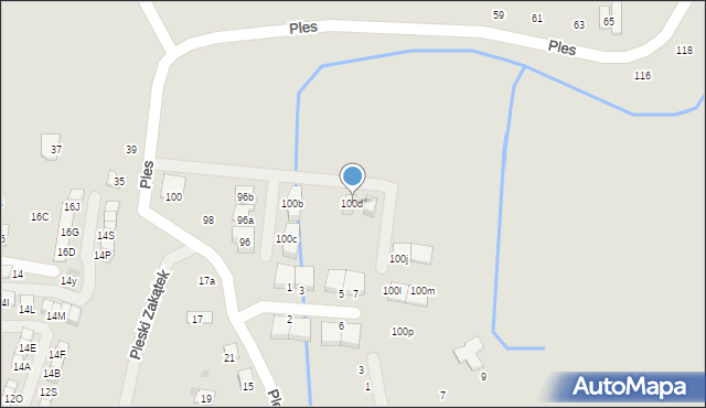 Niepołomice, Ples, 100d, mapa Niepołomice