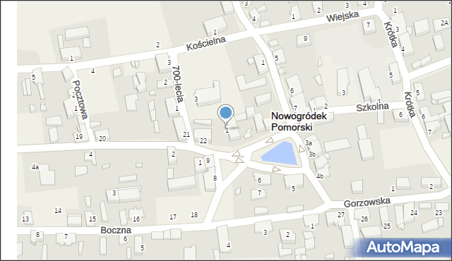 Nowogródek Pomorski, Plac św. Floriana, 1, mapa Nowogródek Pomorski