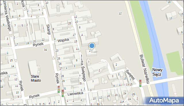 Nowy Sącz, Plac Kolegiacki, 1, mapa Nowego Sącza