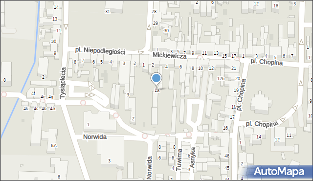 Nowy Tomyśl, Plac Niepodległości, 1a, mapa Nowy Tomyśl