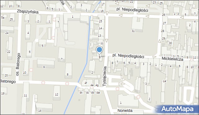 Nowy Tomyśl, Plac Niepodległości, 9, mapa Nowy Tomyśl