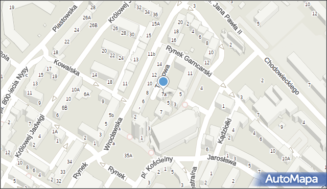 Nysa, Plac Katedralny, 7a, mapa Nysy