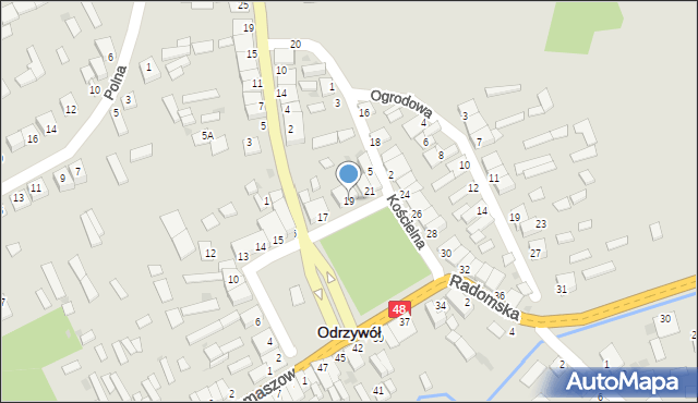 Odrzywół, Plac Kilińskiego Jana, płk., 19, mapa Odrzywół