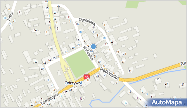 Odrzywół, Plac Kilińskiego Jana, płk., 27, mapa Odrzywół