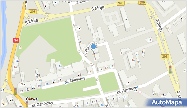 Oława, Plac Piastów, 1a, mapa Oława