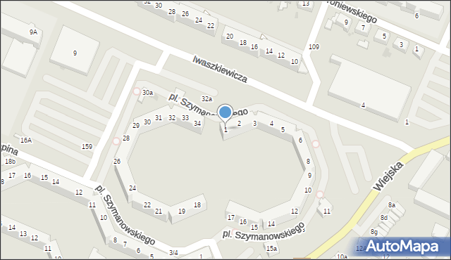 Oława, Plac Szymanowskiego Karola, 1, mapa Oława