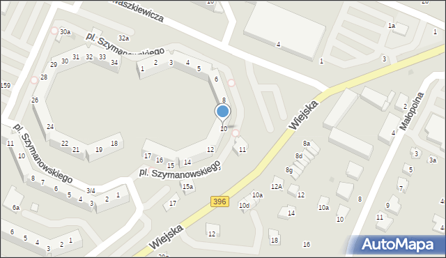 Oława, Plac Szymanowskiego Karola, 10, mapa Oława