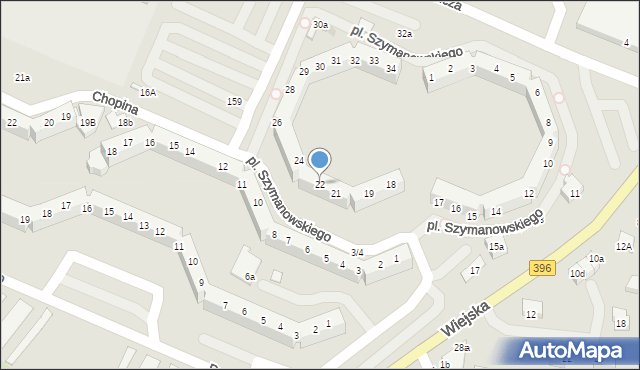 Oława, Plac Szymanowskiego Karola, 22, mapa Oława