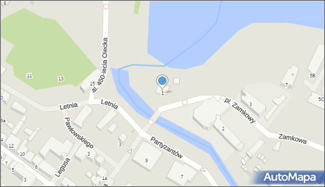 Olecko, Plac Zamkowy, 1, mapa Olecko