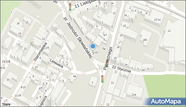 Olsztyn, Plac Jedności Słowiańskiej, 3, mapa Olsztyna