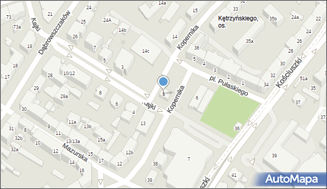 Olsztyn, Plac Pułaskiego Kazimierza, gen., 8, mapa Olsztyna