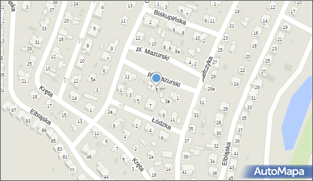 Olsztyn, Plac Mazurski, 5, mapa Olsztyna