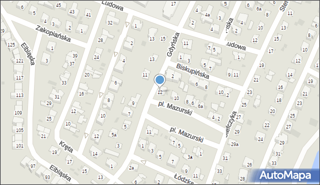 Olsztyn, Plac Mazurski, 12, mapa Olsztyna