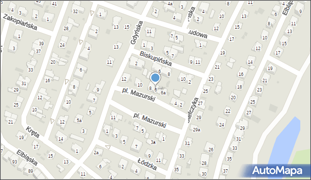 Olsztyn, Plac Mazurski, 6, mapa Olsztyna