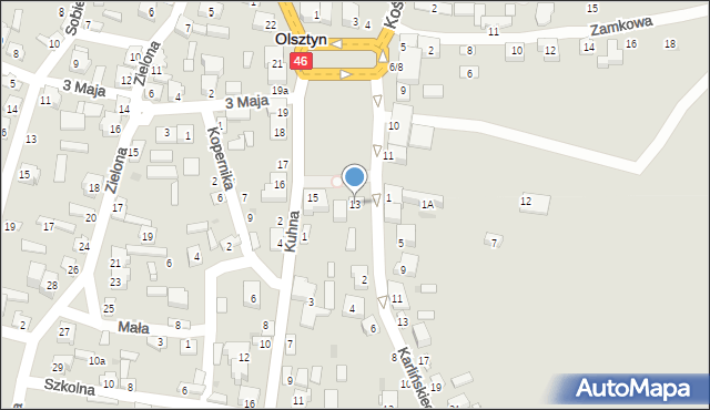 Olsztyn, Plac Piłsudskiego Józefa, marsz., 13, mapa Olsztyna
