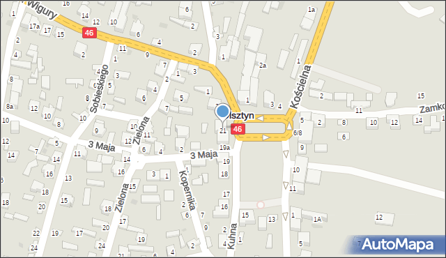 Olsztyn, Plac Piłsudskiego Józefa, marsz., 21i, mapa Olsztyna