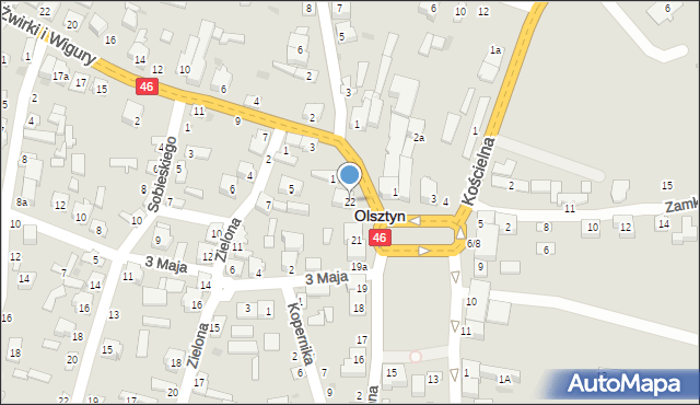 Olsztyn, Plac Piłsudskiego Józefa, marsz., 22, mapa Olsztyna