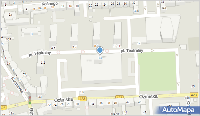 Opole, Plac Teatralny, 13, mapa Opola