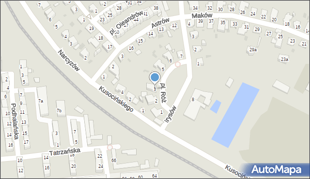 Opole, Plac Róż, 3, mapa Opola