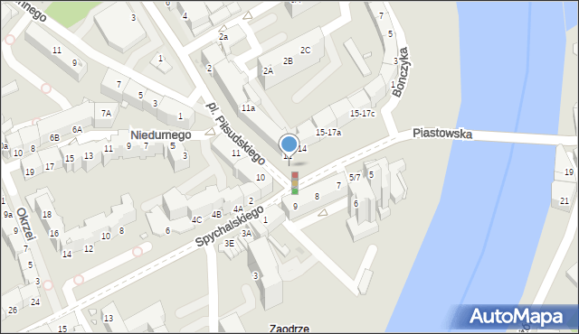 Opole, Plac Piłsudskiego Józefa, marsz., 6/15, mapa Opola