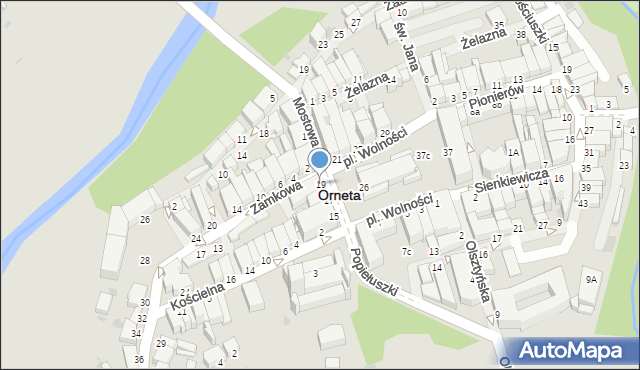 Orneta, Plac Wolności, 19, mapa Orneta