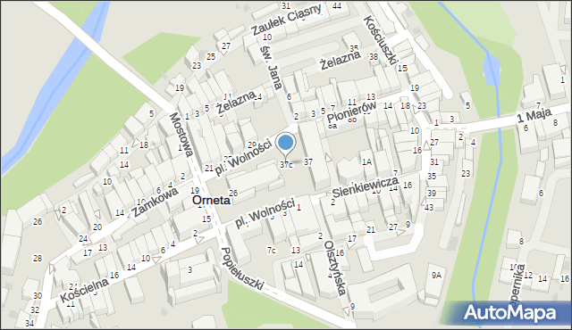 Orneta, Plac Wolności, 37c, mapa Orneta