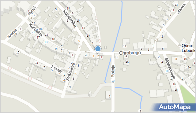 Ośno Lubuskie, Plac Wolności, 2, mapa Ośno Lubuskie