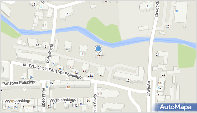 Ostróda, Plac Tysiąclecia Państwa Polskiego, 15, mapa Ostróda