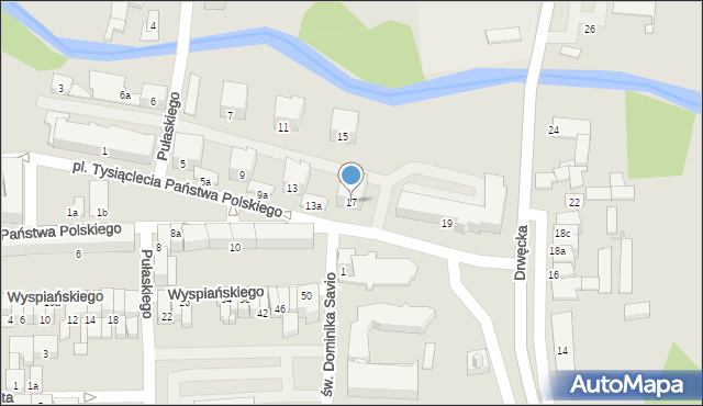Ostróda, Plac Tysiąclecia Państwa Polskiego, 17, mapa Ostróda